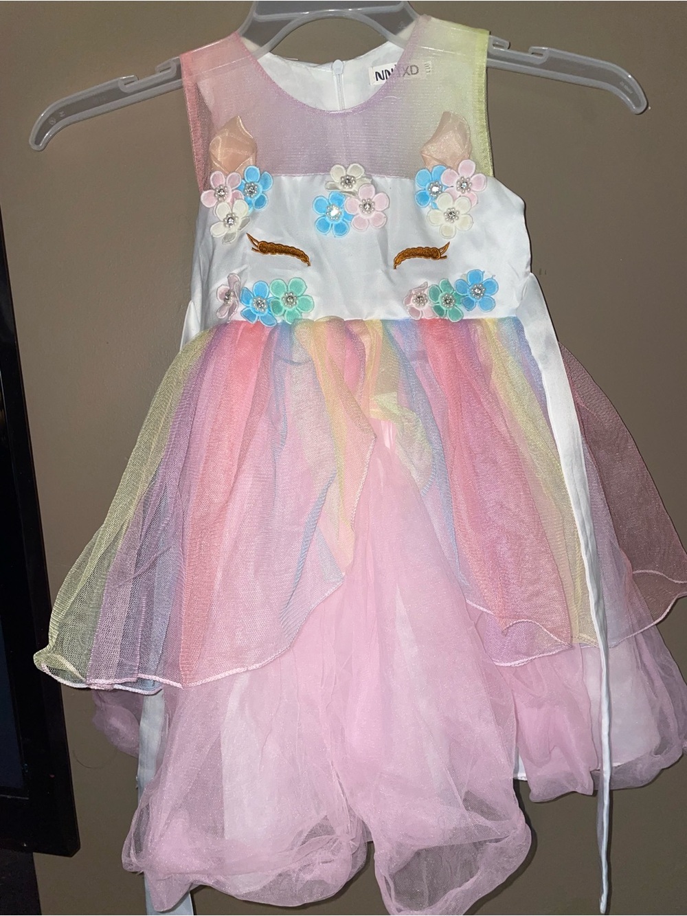 Unicorn Floral Tulle Dress in Pastel Rainbow & Pink Beautiful Tutu Dress Sz 4/5